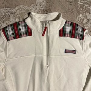 VINEYARD VINES Shep Women's Holiday Plaid Quarter Zip | M 1/4 Zip Pullover